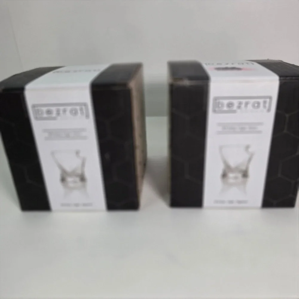Set of 2 Bezrat Twist Whiskey Cigar Glasses 8oz Built-In Cigar Rest BT988 New